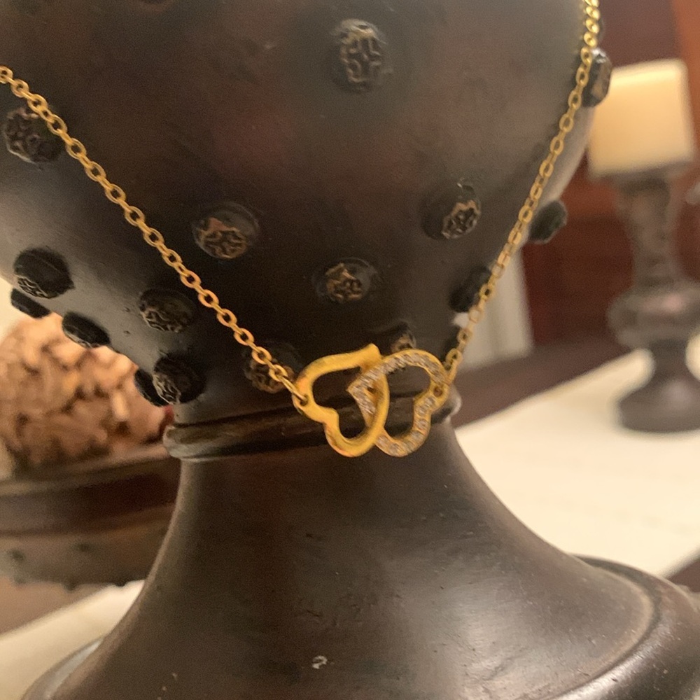 Elegant Gold and Silver Heart Necklace - Picture 5 of 8